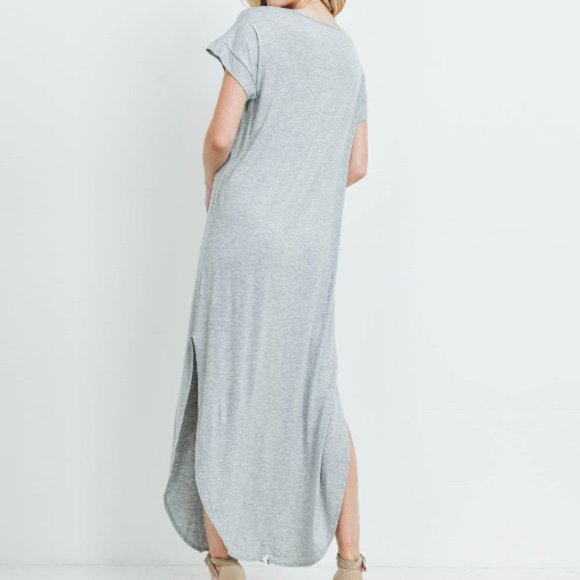 Plus Casual T-Shirt Maxi Dress Gray - Picture 3 of 9